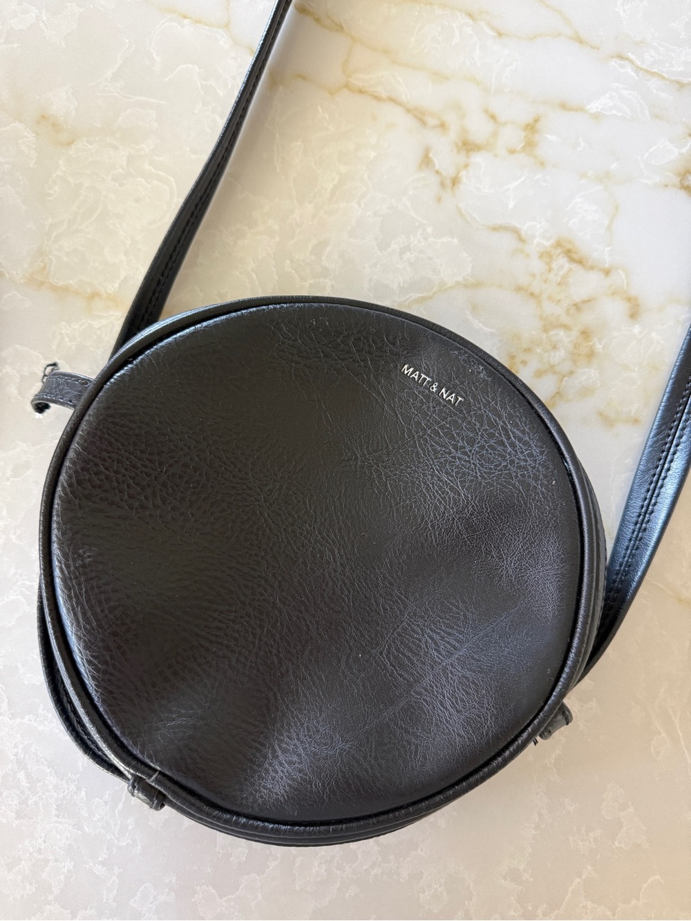 Matt & Nat Black Round Crossbody Messenger Bag